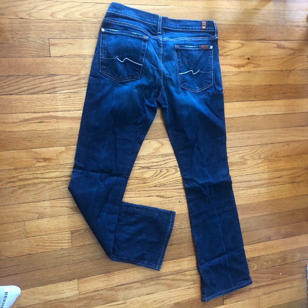 7 For All Mankind Low-Rise Bootcut Jeans Blue Denim Size 31 - Picture 6 of 10